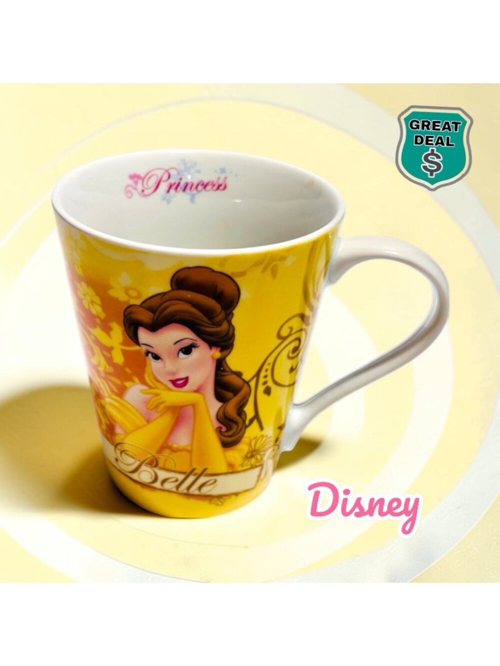 Disney Princess Belle Beauty Beast Coffee Tea Mug 10 Oz Yellow